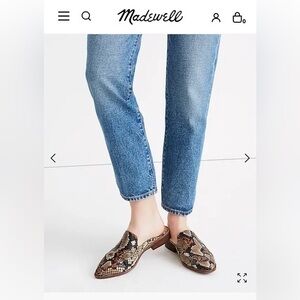 Madewell The Frances Mule Loafer Snake Embossed Leather Black Tan Orange 7.5